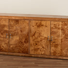bali & pari Valora Modern and Contemporary Natural Mappa Real Burl Wood 4-Door Sideboard Buffet