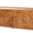 bali & pari Valora Modern and Contemporary Natural Mappa Real Burl Wood 4-Door Sideboard Buffet