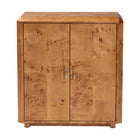 bali & pari Valora Modern and Contemporary Natural Mappa Real Burl Wood 2-Door Console Cabinet