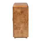 bali & pari Valora Modern and Contemporary Natural Mappa Real Burl Wood 2-Door Console Cabinet