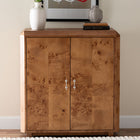 bali & pari Valora Modern and Contemporary Natural Mappa Real Burl Wood 2-Door Console Cabinet