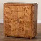 bali & pari Valora Modern and Contemporary Natural Mappa Real Burl Wood 2-Door Console Cabinet
