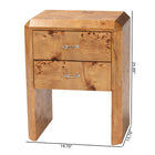 bali & pari Nebu Modern and Contemporary Natural Mappa Real Burl Wood Nightstand