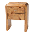 bali & pari Nebu Modern and Contemporary Natural Mappa Real Burl Wood Nightstand