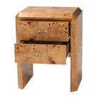 bali & pari Nebu Modern and Contemporary Natural Mappa Real Burl Wood Nightstand