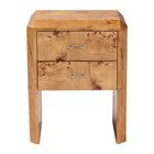 bali & pari Nebu Modern and Contemporary Natural Mappa Real Burl Wood Nightstand