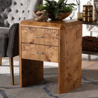 bali & pari Nebu Modern and Contemporary Natural Mappa Real Burl Wood Nightstand