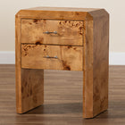 bali & pari Nebu Modern and Contemporary Natural Mappa Real Burl Wood Nightstand