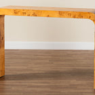 bali & pari Revelle Modern and Contemporary Natural Light Mappa Real Burl Wood Console Table