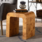 bali & pari Revelle Modern and Contemporary Natural Light Mappa Real Burl Wood End Table