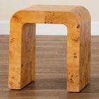 bali & pari Revelle Modern and Contemporary Natural Light Mappa Real Burl Wood End Table