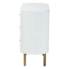 bali & pari Beyla Mid-Century White Fluted Wood and Gold Metal 3-Drawer Dresser