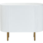 bali & pari Beyla Mid-Century White Fluted Wood and Gold Metal 3-Drawer Dresser