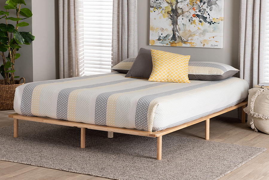 Baxton Studio Calhoun Japandi Queen Size Bed Frame