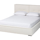 Baxton Studio Laverick Modern Cream Boucle Queen Platform Bed with Border Piping