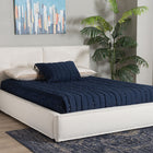 Baxton Studio Laverick Modern Cream Boucle Queen Platform Bed with Border Piping