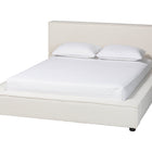 Baxton Studio Bardia Modern Cream Boucle Queen Platform Bed with Wide Railing