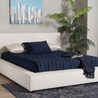 Baxton Studio Bardia Modern Cream Boucle Queen Platform Bed with Wide Railing