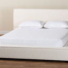 Baxton Studio Bardia Modern Cream Boucle Queen Platform Bed with Wide Railing