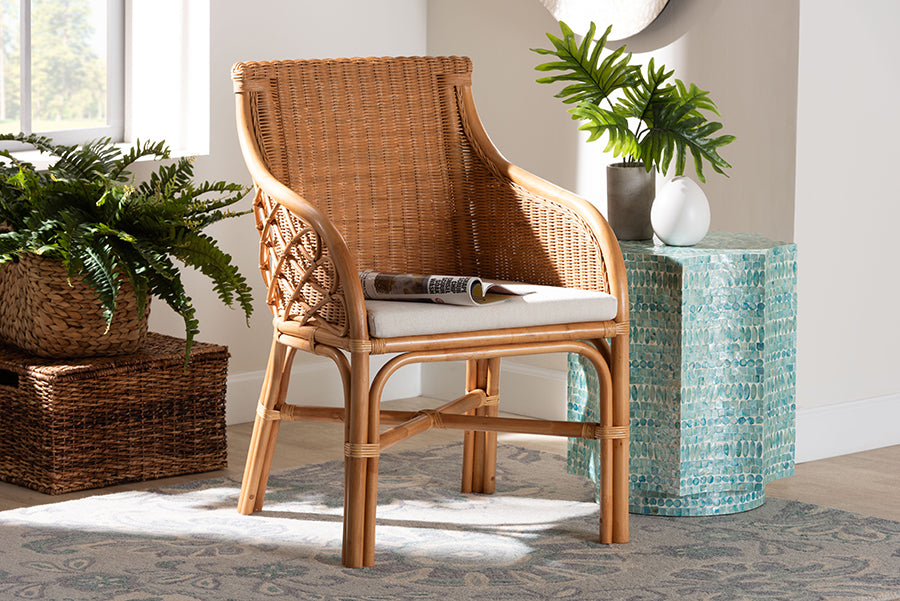 bali & pari Carolyn Bohemian Light Honey Rattan Dining Chair