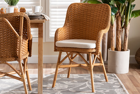 bali & pari Celsie Bohemian Light Honey Rattan Dining Chair