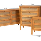 Baxton Studio Jenn Golden Brown Wood Japandi 3-Piece Storage Set with Distressed-Finished Rattan