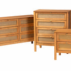 Baxton Studio Jenn Golden Brown Wood Japandi 3-Piece Storage Set with Distressed-Finished Rattan