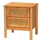 Baxton Studio Jenn Golden Brown Wood Japandi 3-Piece Storage Set with Distressed-Finished Rattan