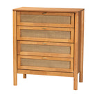 Baxton Studio Jenn Golden Brown Wood Japandi 3-Piece Storage Set with Distressed-Finished Rattan