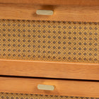 Baxton Studio Jenn Golden Brown Wood Japandi 2-Drawer Nightstand with Distressed-Finished Rattan