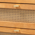 Baxton Studio Jenn Golden Brown Wood Japandi 4-Drawer Chest with Distressed-Finished Rattan
