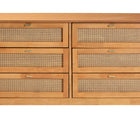 Baxton Studio Jenn Golden Brown Wood Japandi 6-Drawer Dresser with Distressed-Finished Rattan