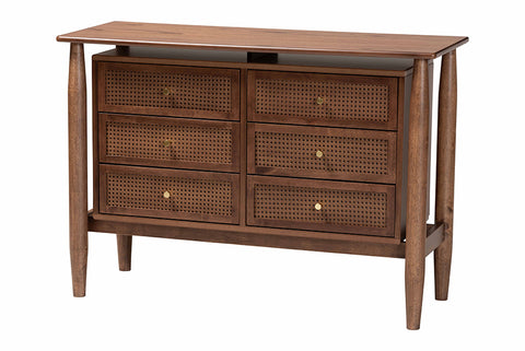 Baxton Studio Alyssa Japandi Walnut Brown Wood 6-Drawer Dresser