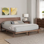 Baxton Studio Alyssa Japandi Walnut Brown Wood Queen Size 4-Piece Bedroom Set