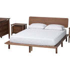 Baxton Studio Alyssa Japandi Walnut Brown Wood Queen Size 4-Piece Bedroom Set