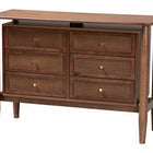 Baxton Studio Alyssa Japandi Walnut Brown Wood Queen Size 4-Piece Bedroom Set