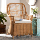 bali & pari Teresa Bohemian Light Honey Scalloped Rattan Arm Chair
