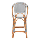 bali & pari Genica Classic French Two-Tone Navy and White Weaving and Natural Rattan Bar Stool