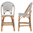 bali & pari Genica Classic French Two-Tone Black and White Weaving and Natural Rattan 2-Piece Counter Stool Set