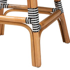 bali & pari Genica Classic French Two-Tone Black and White Weaving and Natural Rattan 2-Piece Counter Stool Set