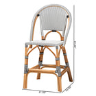 bali & pari Genica Classic French Two-Tone Black and White Weaving and Natural Rattan 2-Piece Counter Stool Set