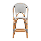 bali & pari Genica Classic French Two-Tone Black and White Weaving and Natural Rattan Bar Stool