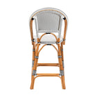 bali & pari Genica Classic French Two-Tone Black and White Weaving and Natural Rattan Bar Stool