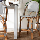bali & pari Genica Classic French Two-Tone Black and White Weaving and Natural Rattan Bar Stool