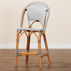 bali & pari Genica Classic French Two-Tone Black and White Weaving and Natural Rattan Bar Stool