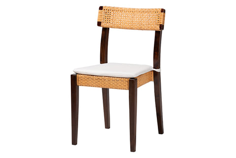bali & pari Zaila Bohemian Light Honey Rattan and Dark Brown Wood Dining Chair