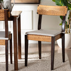 bali & pari Zaila Bohemian Light Honey Rattan and Dark Brown Wood Dining Chair