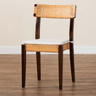 bali & pari Zaila Bohemian Light Honey Rattan and Dark Brown Wood Dining Chair