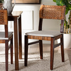 bali & pari Dameka Bohemian Light Honey Rattan and Dark Brown Wood Dining Chair