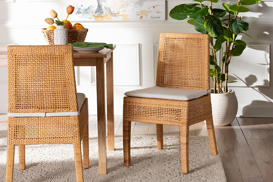 bali & pari Morris Bohemian Light Honey Rattan Dining Chair